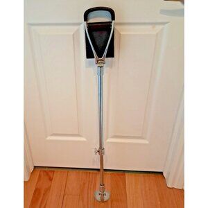 Walking Stick with Brown Folding Leather Seat-Adjustable Height-Pointed End